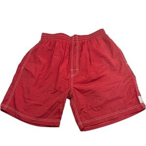Baja Blue Red Nylon Lined (Polyester) Swim Trunks w/Side Pockets Size M